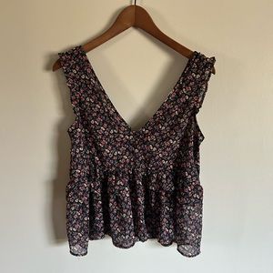 American Eagle | Floral Ruffle Tank Top